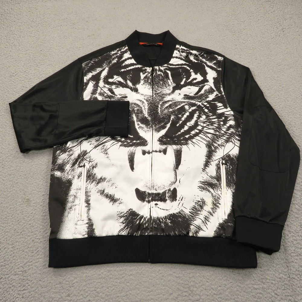 Sean John Jacket Mens XXXL Black White Y2K Tiger Graphic Print Streetwear Track